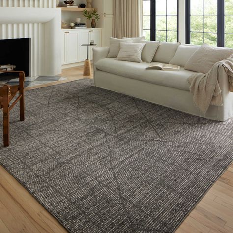 Trent Austin Design® Peterkin Performance Charcoal/Ivory Rug & Reviews - Wayfair Canada Contemporary Rugs Design, Rustic Area Rugs, Alexander Home, Rug Designs, Moroccan Area Rug, Austin Design, Ivory Area Rug, Moroccan Design, Ivory Rug