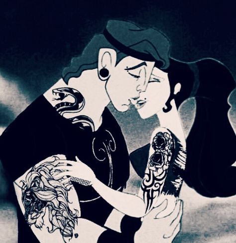 Punk Disney Hercules & Megara Disney Punk Edits, Punk Disney Characters, Disney Gone Bad, Emo Disney, Meg Hercules, Disney Punk, Goth Disney, Punk Disney Princesses, Alternative Disney