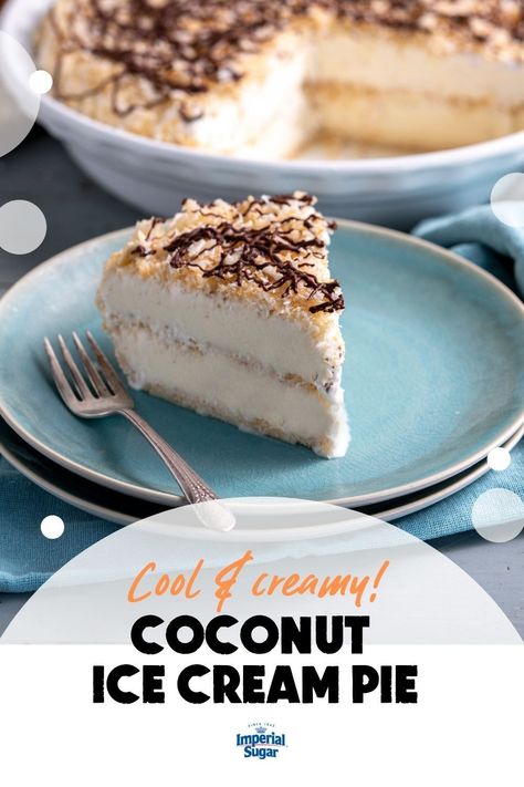 Homemade Coconut Ice Cream, Coconut Crust, Coconut Ice Cream Recipes, Ice Cream Pie Recipe, Ice Cream Pie, Frozen Dessert Recipe, Frozen Pie, Coconut Ice, Good Pie