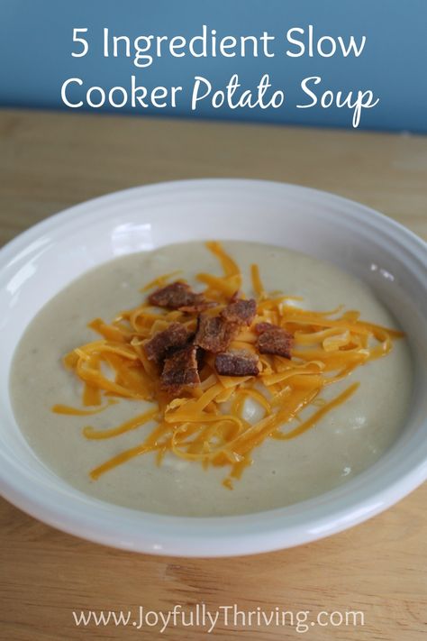 5 Ingredient Slow Cooker Potato Soup - So simple and so delicious! Love this… Crock Pot Potato Soup, Crock Pot Potato, Slow Cooker Potato, Slow Cooker Potato Soup, Slow Cooker Potatoes, Crock Pot Potatoes, Potato Soup Easy, Potato Soup Crock Pot, Delicious Soup Recipes