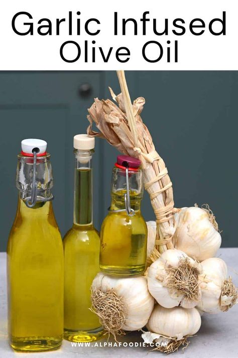 Bring a new burst of flavor to your everyday oil with my recipe for garlic-infused olive oil, a great alternative to classic Italian olive oil. No need to buy your garlic oil at a store anymore – this recipe uses just two ingredients! Everyday Oil, Garlic Oil Recipe, Infused Oil Recipes, Store Garlic, How To Store Garlic, Garlic Infused Olive Oil, Flavored Olive Oil, Olive Oil Recipes, Italian Olives