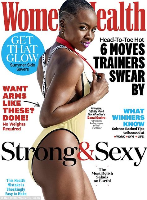 Danai Gurira stuns in swimsuit-clad beach shoot for Women's Health | Daily Mail Online Fit At 40, Health Magazine Cover, Danai Gurira, Black Writers, Womens Health Magazine, Family Magazine, Skin Science, Staying Fit, Summer Skin