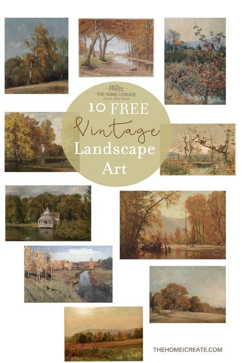 Gallery Wall Pictures Free Printable, Free Fall Vintage Printables, Free Museum Prints, Free Fall Botanical Printables, Art For The Bedroom Wall, Vintage Fall Landscape Paintings, Free Art Prints Gallery Walls, Vintage Images Printable Free, Free Fall Landscape Printables