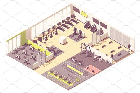 Pilates Room, Teachers Room, Gym Plan, Gym Interior, Rumah Minecraft, Lectures Hall, Boxing Gym, Isometric Illustration, Gym Design