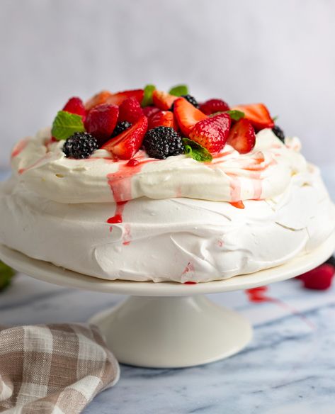 Pavlova - Once Upon a Chef Easy Pavlova Recipe, Australian Pavlova Recipe, Easy Pavlova, Chocolate Walnut Fudge, Pavlova Cake, Walnut Fudge, Once Upon A Chef, Matzo Ball Soup, Matzoh Ball