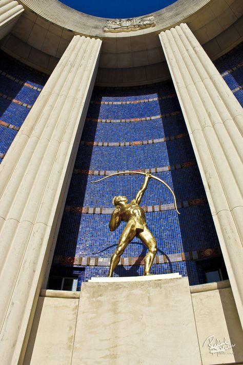 Art Deco ~ U.S.A. | Hall of State, formerly State of Texas Building, with "Tejas Warrior", 3939 Grand Avenue, 1936 Texas Centennial Exposition World's Fair, Fair Park, Dallas, Texas.  Designed by Donald Barthelme. Photo by Rafiul Alam. 33rd Parallel, Fair Park Dallas, Nature Museum, Texas Art, City Family, Deco Architecture, Art Deco Buildings, University Of Oklahoma, Art Deco Architecture