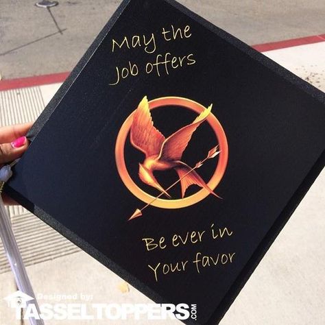 Hunger Games Graduation Cap, College Struggles, Shipping Design, Life After College, Grad Cap Designs, Grad Caps, Cap Decoration, Cap Ideas, Graduation Cap Designs