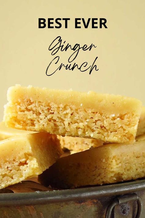 ginger crunch in baking tin Ginger Crunch Slice New Zealand, Ginger Slice Recipe, Ginger Dessert Recipes, Biscuit Base Recipe, Homade Cookies, Ginger Biscuits Recipe, Biscuit Recipes Uk, Ginger Desserts, Ginger Crunch