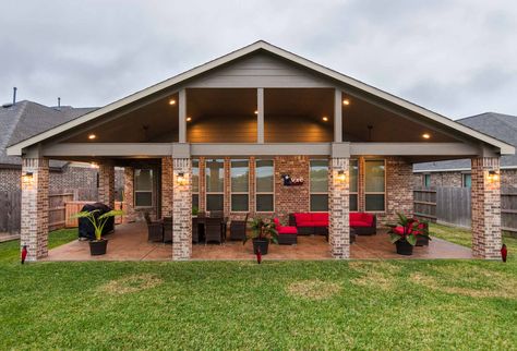 Gable Roof Patio, Hot Tub Pergola, Diy Patio Cover, Roof Patio, Gable Roof Design, Patio Addition, Cypress Texas, Covered Patio Design, Screened Porch Designs