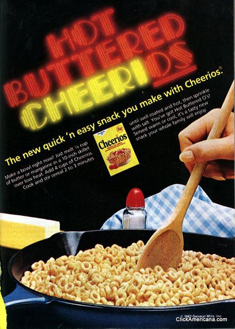 hot-buttered-os-three-ways_01 Hot Buttered Cheerios, Buttered Cheerios, Cheerios Recipes, Movie Time, Puppy Chow, Retro Recipes, Protein Snacks, Savory Snacks, Holiday Weekend