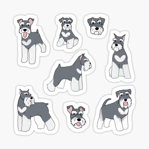 Dog Stickers Printable, Dog Cartoon Drawing, Schnauzer Illustration, Drawing Sticker, Redbubble Stickers, Cute Miniature, Schnauzer Dog, Dog Cartoon, Skate Art