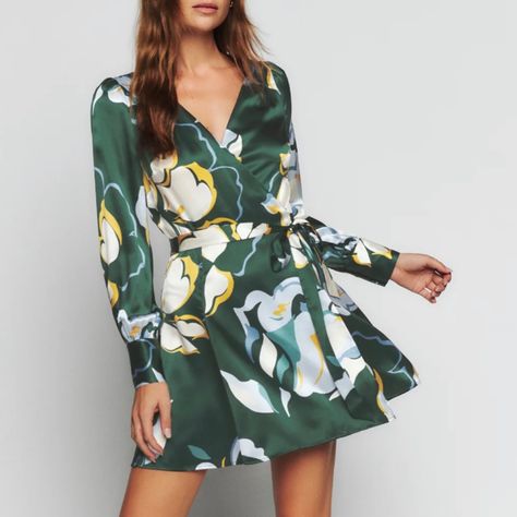 Reformation Dress Chrisley Silk Dress Going Out Skirts, Liam Gallagher, Silk Wrap Dresses, Mini Wrap, David Koma, Resort Dresses, Alexandre Vauthier, Reformation Dress, Men's Hats