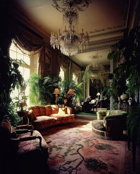 Victorian Bohemian Decor, Regency Interior, Mediterranean Living Room, Mediterranean Living, Dark Home Decor, Dark Home, Maximalist Decor, Inspire Me Home Decor, Victorian Decor