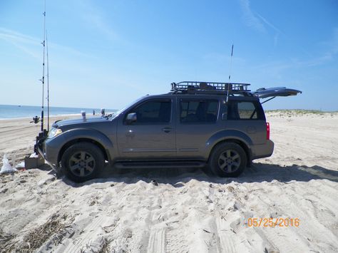 2008 Nissan Pathfinder 4x4 SUV surf fishing on Delaware shore. Surf Fishing, Nissan Murano, Mitsubishi Eclipse, Nissan Pathfinder, Nissan Altima, Delaware, Nissan, Surfing, Suv Car