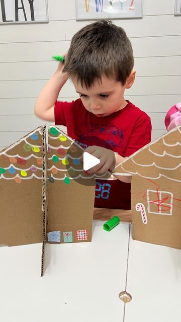 Desiree Blanchard, M.H.K | Baby & Toddler Play on Instagram: "♥️🎄Cutest gingerbread house that’s mess-free and super easy to put together!✨FOLLOW✨ @lovebloomlearn for more easy play ideas! 

Check out the reel to learn how to make the house from cardboard. It was loads of fun - colouring and using stickers. We used chalk markers. You could also use glue and glitter! Have fun! 🤗

➡️ Don’t forget to check my “Baby and Toddler Activities and Milestones Caregiver Guides” - link in bio! ✨

•
•
•

#momssupportingmoms #newmomsupport #momoflittles #babysfirstyear #grossmotordevelopment #babydevelopment #babymilestones #mommyandmetime #tummytimefun #newmomsupport #momoflittles #grossmotorplay #childdevelopment #playhacks #parentinghacks #babyplay #babyplayideas #parentsupportingparents #babyplayt House From Cardboard, Cardboard Gingerbread, Cardboard Gingerbread House, Play Hacks, Toddler Play, Chalk Markers, Play Ideas, Gross Motor, Baby Development