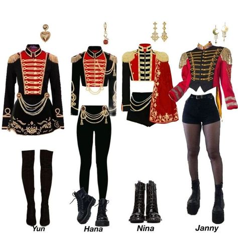 The Night Circus Outfit, Circus Outfits Ringmaster, Kpop Circus Outfit, Female Ring Master Costume, Aesthetic Circus Outfit, Ringleader Outfit Women, Kpop Red Stage Outfits, Circus Theme Outfits Women, Circus Performer Outfit