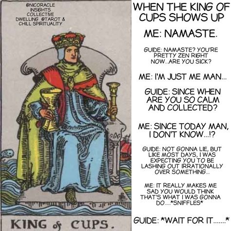 King Of Cups Tarot Meaning, King Of Cups Tarot, Cups Tarot Meaning, King Of Cups, Tarot Interpretation, King Cup, Cups Tarot, Learning Tarot Cards, Divine Feminine Spirituality