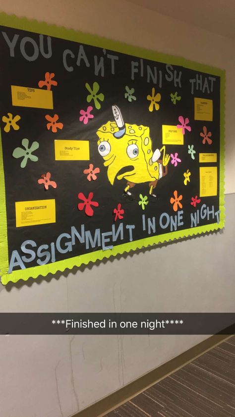 Ra Bulletin Boards Guys, College Theme Classroom, Time Management Bulletin Board, Dei Bulletin Board Ideas, Ra Bulletin Boards Spongebob, Bulliten Board Ideas College, Dorm Events Resident Assistant, Fun Ra Bulletin Boards, Bulliten Board Design