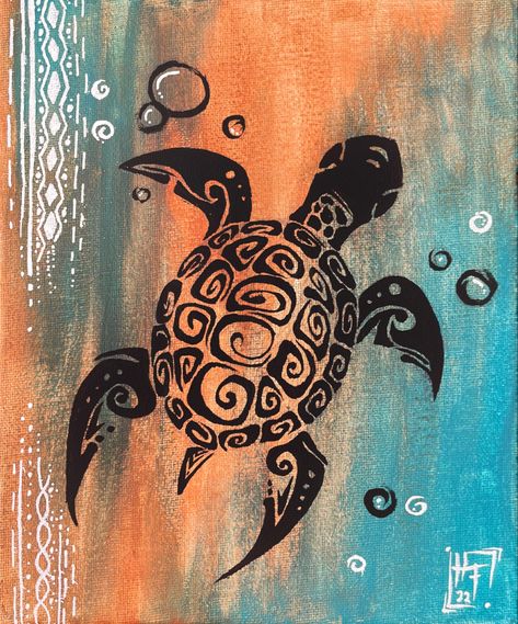 #art #painting #tribal #turtle Ocean Turtle Painting, Sea Turtle Art Painting Acrylic, Summer Vibes Painting, Sea Turtle Painting Easy, Easy Turtle Painting, Visual Arts Ideas, Turtle Canvas Painting, Turtle Painting Acrylic, Turtle Abstract