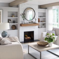 Built In Around Fireplace, Best Home Design, Fireplace Shelves, Brick Fireplace Makeover, Fireplace Built Ins, White Fireplace, Fireplace Remodel, Mantel Shelf, Indoor Fireplace