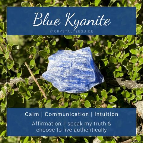 Blue Kyanite Meaning, Properties & Chakras Blue Kyanite Meaning, Kyanite Crystal Meaning, Kyanite Properties, Kyanite Meaning, Crystal Facts, Crystal Affirmations, Blue Kyanite Jewelry, Charging Crystals, Witchcraft Crystals