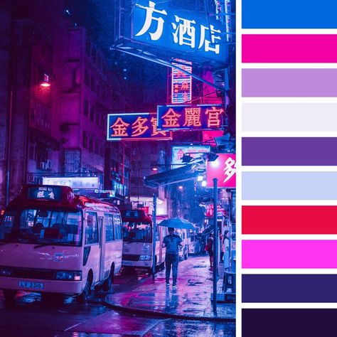 Cyberpunk Color Palette, Cyberpunk Color, 90s Anime, Pretty Colours, Colour Palette, Color Inspiration, House Colors, Cyberpunk, Color Matching