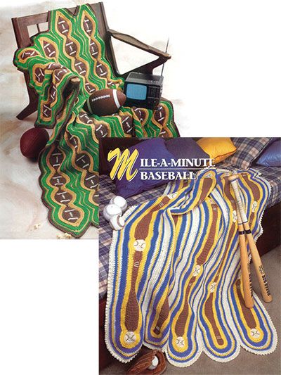 Football & Baseball Afghans Crochet Afghan Patterns, Annie's Crochet, Crocheted Blankets, Afghans Crochet, Chevron Crochet, Crochet Afghan Patterns Free, Crochet Blanket Afghan, Sporting Event, Crochet Pillows