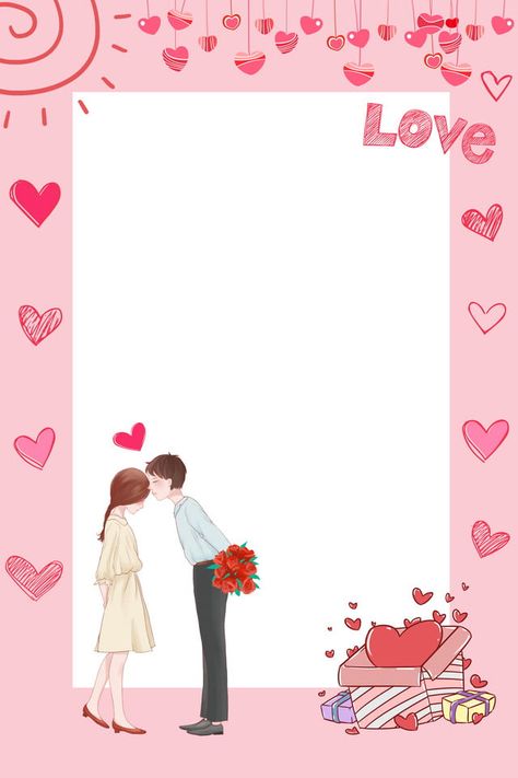 Dibujado A Mano Dibujos Animados Pareja Amor Corazón H5 Fondo Pareja Dia De San Couple Background Wallpapers, Couples Background, Couple Valentines Day, Birthday Background Design, Love Frame, Frame Love, Love Background, Mises En Page Design Graphique, Valentine Background