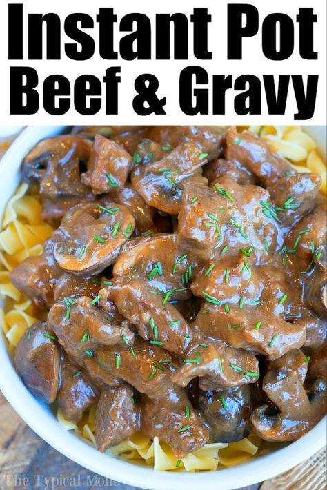 Beef Arm Roast, Instant Pot Beef Tips, Instant Pot Stew, Beef Tip Recipes, Beef Recipe Instant Pot, Mushroom Gravy Recipe, Beef Tips And Gravy, Stew Meat Recipes, Potted Beef