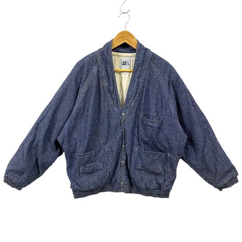 RARE Vintage Japanese Brand Edwin Workwear Jacket Denim Chore Coat Edwin Bomber Chore Jacket Americana Heavy Coat Jean Jacket Blue Medium Japanese Workwear Vintage, Americana Fashion Men, Vintage Japanese Fashion, Japanese Workwear, Sick Designs, Sick Clothes, Workwear Vintage, Traditional Japanese Kimono, Heavy Coat