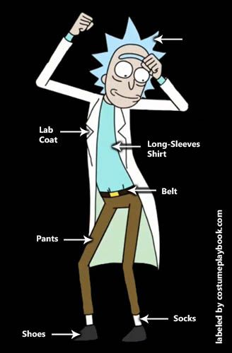 His spiky light blue hair is enough reason to dress up as Rick from the crazy Adult Swim cartoon, Rick and Morty!   Full guide: http://costumeplaybook.com/cartoons/3473-rick-and-morty-costume/ Rick Sanchez Halloween Costume, Rick And Morty Costume Women, Rick Costume Female, Rick Halloween Costume, Blue Hair Halloween Costumes, Blue Hair Costume Ideas, Blue Hair Costume, Rick Sanchez Cosplay, Rick Sanchez Costume