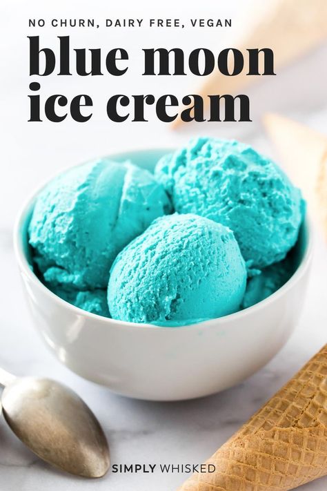 Blue Moon Ice Cream, Cookie Dough Vegan, Moon Food, Wisconsin Summer, Vegan Ice Cream Recipe, Homemade Ice Cream Recipes, Sorbet Recipes, Healthy Ice Cream, Ice Cream Recipe