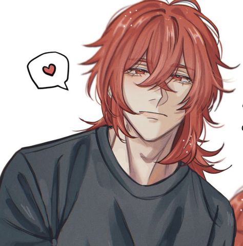 Red Hair Boy Drawing, Diluc Pfp Icon, Long Hair Oc, Diluc Ragnvindr Fanart, Diluc Icon, Diluc Fanart, Master Diluc, Leona League Of Legends, Red Hair Boy