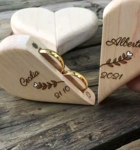 Ring Bearer Holder, Rustic Wedding Rings, Engraved Wedding Rings, Laser Engraved Ideas, Wooden Ring Box, Ring Pillow Wedding, Engagement Gifts For Couples, Ring Holder Wedding, Easy Wood Projects