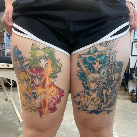 Sailor Scouts Tattoo, Sailor Moon Manga Tattoo, Sailor Moon Flash Tattoo, Sailor Mars Tattoo, Sailor Moon Tattoo Ideas, Group Tattoos, Stick Tattoo, Sailor Moon Pin, Rabbit Tattoo