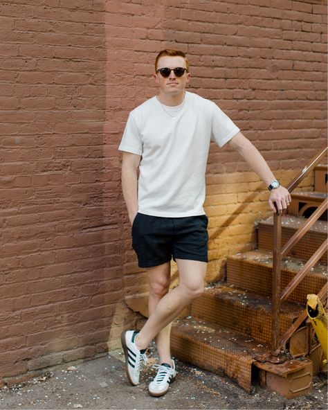 White Field-Spec Cotton Heavy Tee … curated on LTK Samba Outfit Men, Adidas Men Outfit, Adidas Samba Outfit Mens, Outfit With Adidas, White Casual Outfit, Adidas Shorts Outfit, Outfit Cowo, David James Elliott, White Summer Outfits