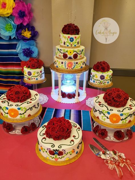 Mexican Theme Cake For 15, Mexican Quince Cake, Quince Cakes Mexican Theme, Mexican Cakes For 15, Mexican Theme 15 Party, Mexican Quinceanera Cake, Mexican Theme Quinceanera Cake, Mexican Theme Wedding Cake, Mexican Style Quinceanera Party Ideas