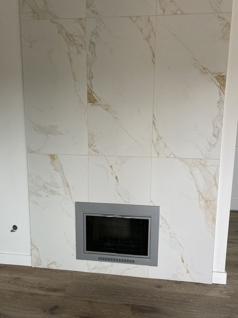 24 X 48 Porcelain Tile Berumen 24x48 Tile Fireplace, Porcelain Fireplace, Large Tile Fireplace, Ohio House, Large Tile, Large Format Tile, Fireplace Remodel, Home Fireplace, Fireplace Tile