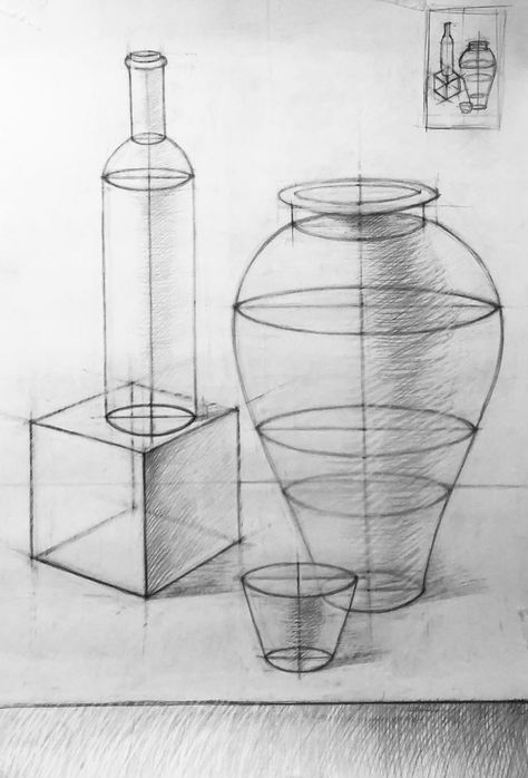 How To Draw Still Life Step By Step, Simple Still Life Photography Objects, Object Drawing Simple, Simple Shapes Drawing, Still Life Drawing Ideas, Still Life Pencil Shading, Simple Still Life, Sketch For Beginners, Drawing Still Life