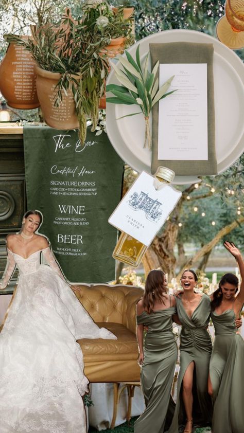 Olive farm wedding aesthetic. Green tones, organic wedding inspiration. Wedding Aesthetic Green, Olive Aesthetic, Olive Green Wedding, Olive Farm, Cranberry Wine, Olive Green Weddings, Wedding Color Scheme, Olive Tone, Green Wedding Colors