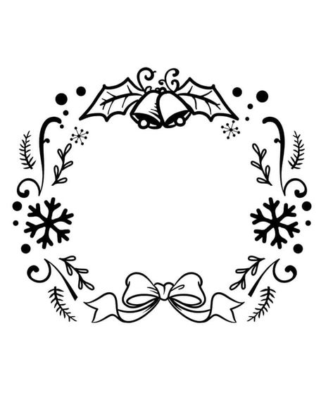 Circle Borders, Christmas Labels, Border Design, Christmas Wreaths, Cricut, Black And White, Frame, Christmas, Design