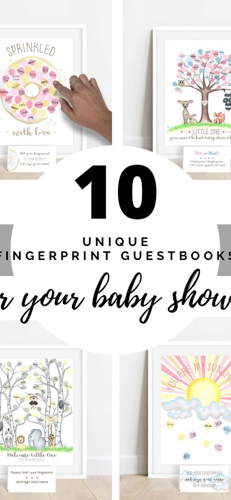 10 Unique Fingerprint Guestbook Alternatives for your Baby Shower – Custom Fingerprint Trees, Invitations and Art Prints Thumbprint Baby Shower Art, Baby Shower Tree Fingerprint, Baby Shower Guest Sign In Ideas, Baby Shower Crafts For Guests, Baby Shower Thumbprint Guest Book, Fingerprint Guest Book Sign, Finger Print Guest Book, Baby Shower Guest Book Ideas, Baby Shower Tree