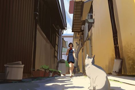 Arte Zombie, The Cat Returns, Environment Painting, City Sketch, Scenery Background, Perspective Art, Creative Artwork, Environment Concept Art, 영감을 주는 캐릭터