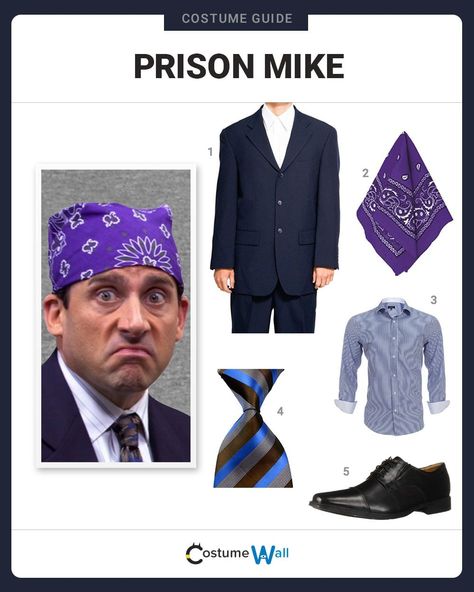 The Office Costumes, Mike Costume, Office Themed Party, The Office Michael Scott, Office Halloween Costumes, Office Michael Scott, Meme Costume, Prison Mike, Halloween Costumes To Make