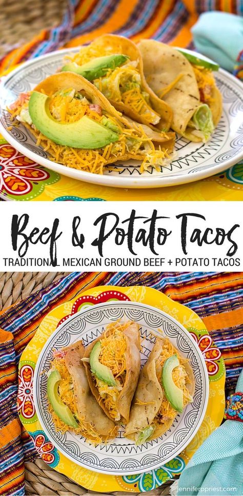 These Ground Beef Potato Tacos are the way my family has made tacos for more than 60 years, maybe longer. They're INCREDIBLY delicious and easy to make. Plus, these tacos are an affordable meal!! #SmartFunDIY #MexicanFood #Knorr #Tacos #PotatoTacos #Groun Main Entrees, Ground Beef And Potatoes, Potato Tacos, California Food, Ground Beef Tacos, Beef And Potatoes, Dinner Bell, Tacos Beef, Drive Thru