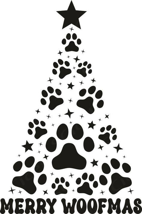 Dog Stencil, Merry Woofmas, Christmas Cricut, Cricut Stencils, Dog Cake, Diy Christmas Decorations Easy, Dog Crafts, Tree Svg, Be Real