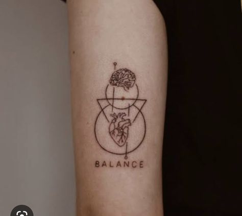 Balance Tattoo Heart And Mind, Heart And Mind Balance Tattoo, Heart Vs Mind, Heart Vs Brain, Brain Balance, Balance Tattoo, Mark 10 9, Brain Tattoo, Sisters Tattoo