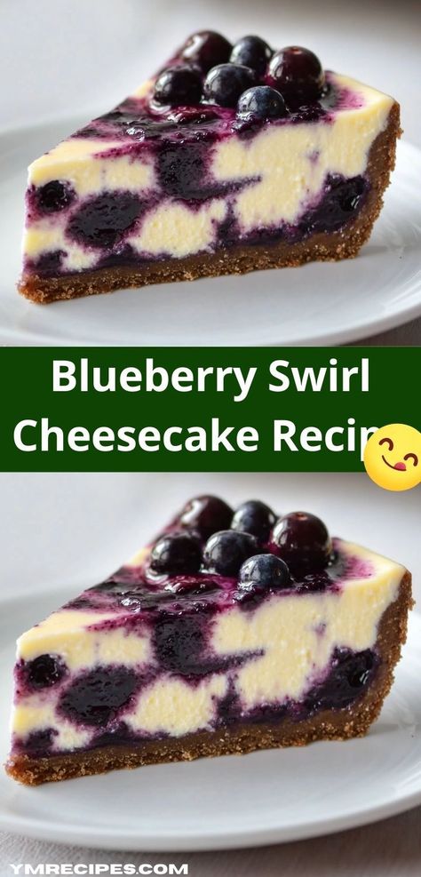 Craving a delightful dessert? This Blueberry Swirl Cheesecake Recipe is a perfect choice. It's creamy and bursting with flavor, making it an easy dessert idea for family gatherings or special occasions. Cheesecake With Blueberry Sauce, Blueberry Topping For Cheesecake, Blueberry Swirl Cheesecake, Unique Recipes Desserts, Easy Dessert Idea, Blueberry Cheesecake Recipe, Swirl Cheesecake, Blueberry Topping, Impressive Desserts