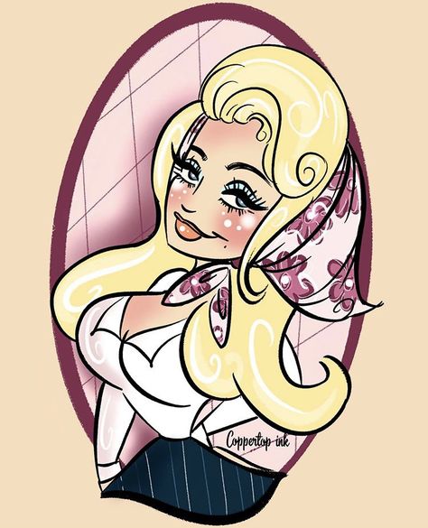 Miss Dolly Parton! Dolly Parton Pinup Tattoo, Dolly Parton Fan Art, Dolly Parton Drawing, Dolly Tattoo, Dolly Parton Art, Dolly Parton Tattoos, Dolly Art, Country Music Art, Peter Max Art