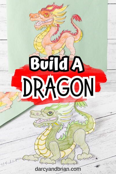 Build A Dragon, New Year At Home, Dragon Printable, Craft Paper Design, Chinese New Year Traditions, Kids Fathers Day Crafts, New Years Traditions, New Years Activities, Dragon Crafts